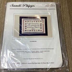 Sandi Phipps 718 Friends Counted Cross Stitch Kit 5x7 With Frame Made in USA